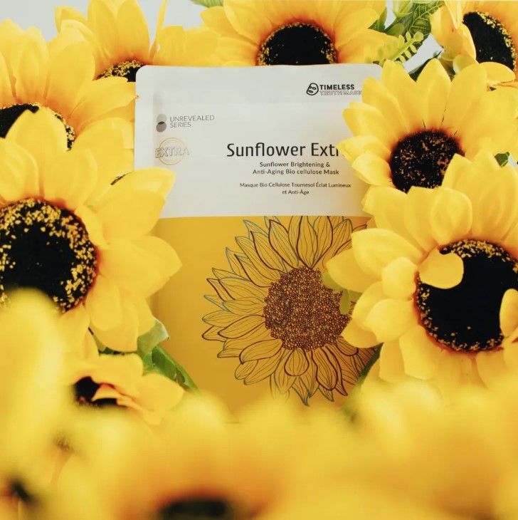 Антивозрастная тканевая маска с экстрактом подсолнуха на основе биоцеллюлозы Timeless Sunflower Extract