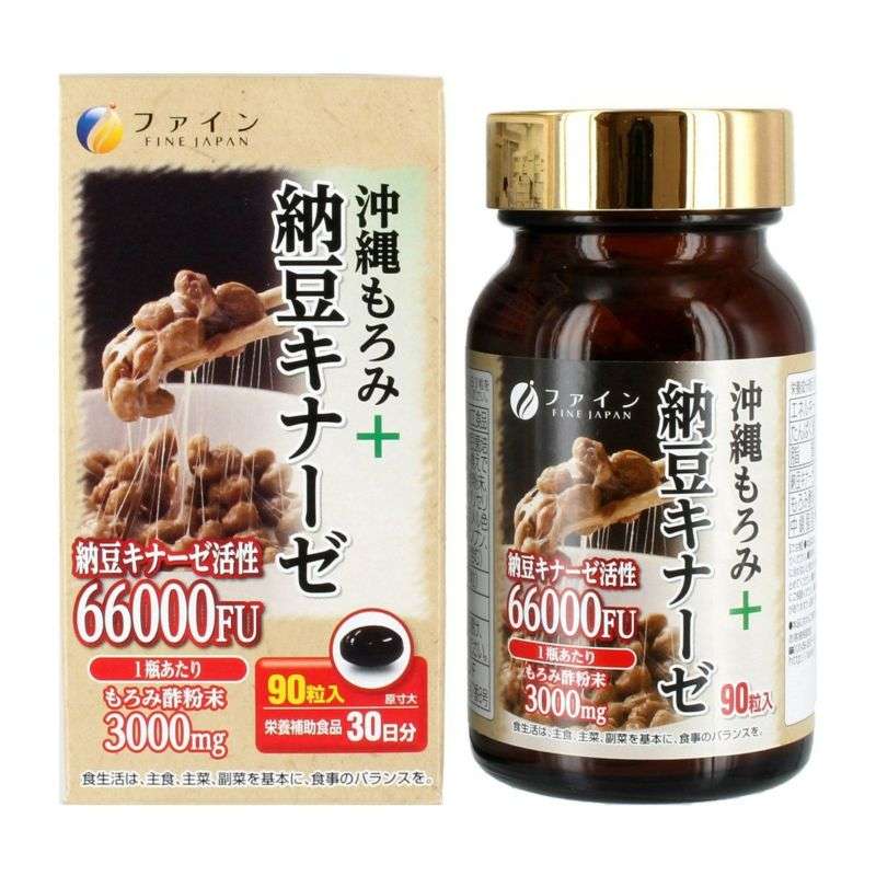 НаттоКиназа с черным уксусом мороми для разжижения крови Fine Japan Nattokinase 66000FU + Okinawa Moromi