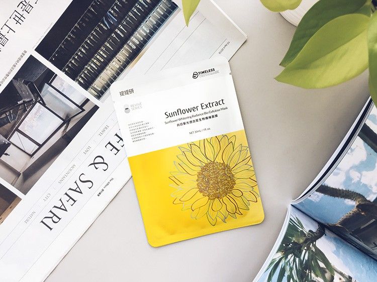 Антивозрастная тканевая маска с экстрактом подсолнуха на основе биоцеллюлозы Timeless Sunflower Extract