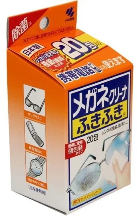 Влажные салфетки для протирания линз очков и экрана смартфона Kobayashi Eyeglass Cleaner