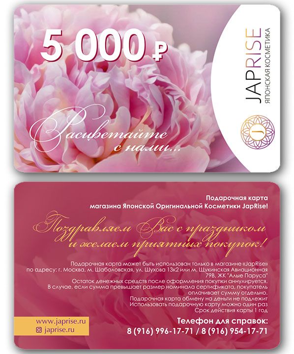 Подарочная карта JapRise на сумму 5000 рублей — фото товара 