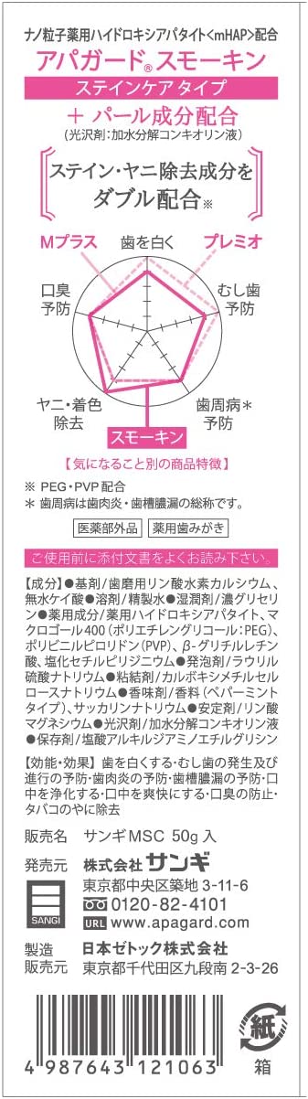 Отбеливающая зубная паста против кариеса и защитой от образования пятен табачной смолы, кофе и чая Apagard Smokin — фото товара APAGARD