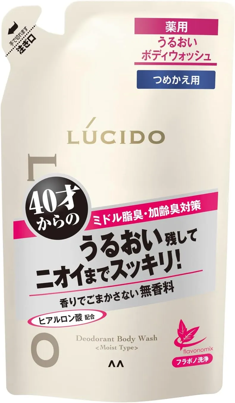 Мужское увлажняющее жидкое мыло для тела для устранения неприятного запаха с флавоноидами (от 40 лет) Mandom Lucido Medicated Deodorant Body Wash Moisturizing Refil (сменный блок)