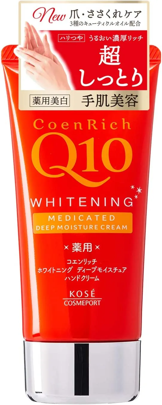 Интенсивно увлажняющий крем для рук с отбеливающим эффектом Kose Cosmeport CoenRich Q10 Medicated Whitening Deep Moisture Hand Cream