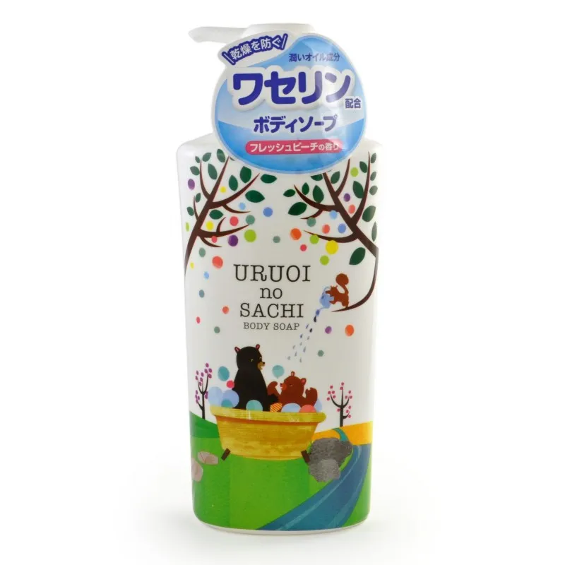 Жидкое мыло для тела c протеогликаном с ароматом персика MAX Uruoi No Sachi Body Soap